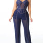 Mesh Denim Jumpsuit